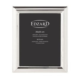 EDZARD Florence Picture Frame for Photo 20 x 25 cm Elegant Silver-Plated Tarnish-Resistant with Velvet Backing Includes 2 Hangers Photo Frame for Standing and Hanging