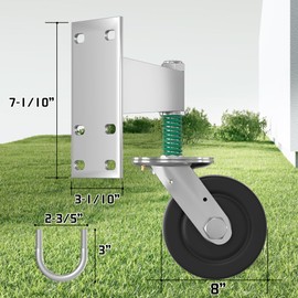 Uscaster Gate Wheel Caster 1650Ibs Capacity For Metal Tube Swing and Wooden Gates 8inch Heavy Duty Nylon Wheel 360 Degree Swivel Easy Install (8" BLACK 1650LB)
