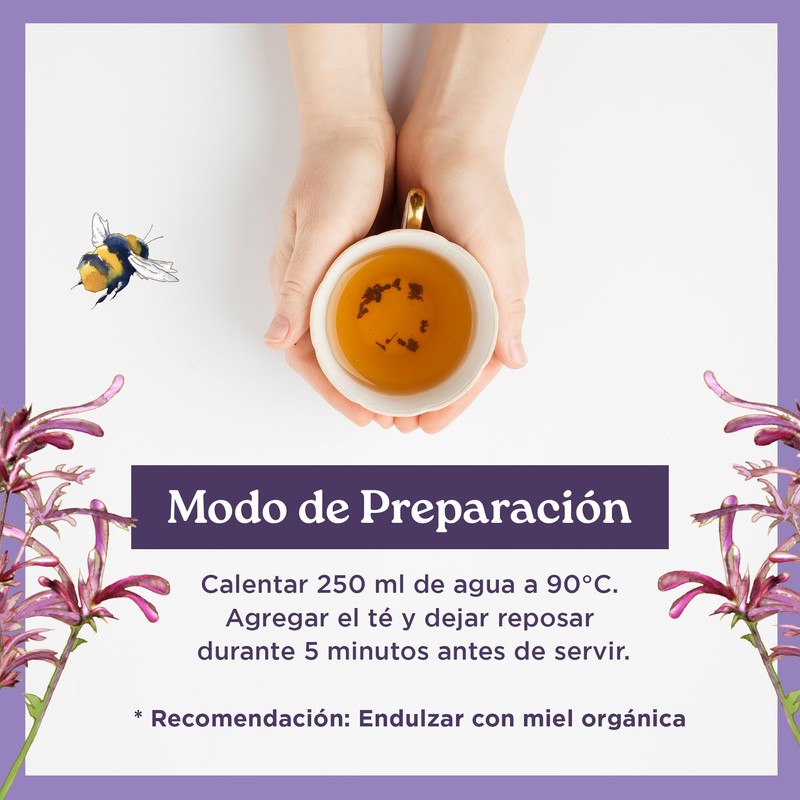 FLOR DE LA PAZ Anochecer, infusión herbal orgánica de toronjil,