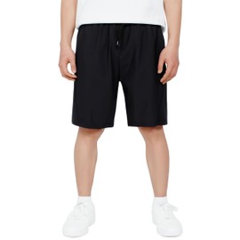 CAMLAKEE - Pantalones cortos deportivos para niños, de secado rápido, con bolsillos con cierre, Negro -, 12-13 Años