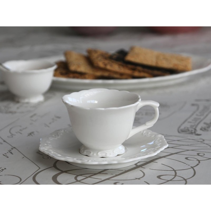 Chic Antique Tasse mit Unterteller "Provence" nostalgisch Porzellan Kaffeetasse