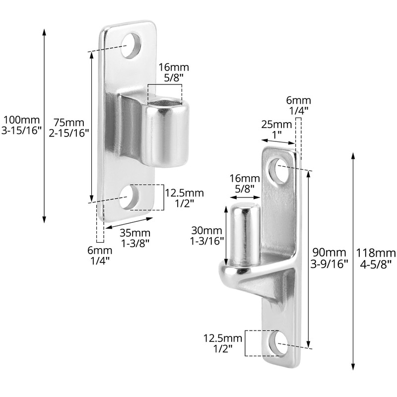 QWORK Farm Fence Gate Hinges, 4-Pieces 304 Stainless Steel Wall