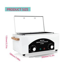 Shmian High Temperature Cleaning Box with Timer, Nail Salon Metal Tool Cleaning Box with Handle, 110V 300W 1.5L Dry Heat Cabinet with Stainless Tray for Beauty Hair Nail Metal Tools Cleaning…