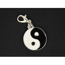 Miniblings Yin Yang Yoga Charm Sign Taijitu Black White – Handmade Fashion Jewellery I Silver Plated Pendant Charm Bracelet – Pendant for Bracelet