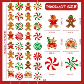 Gingerbread Man Hanging Garlands 8PCS Christmas Party Supplies Christmas Candy Cane Peppermint Hanging Paper Garlands Gingerbread House Banner for Boys Girls Xmas Santa Claus Holiday Decor