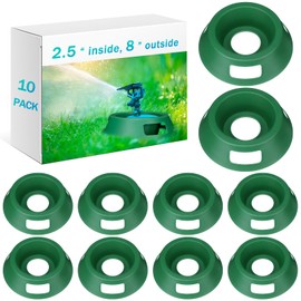 Weysat 10 Pcs Sprinkler Donut Protection Sprinkler Head Protector for Lawn, 2.5" ID 8" OD Plastic Green Donut Head Protector Lawn Covers for Outdoor Garden, Reduce Harm from Cars and Mowers