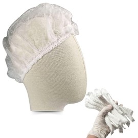 GALOSSAN Disposable Bouffant Caps 250 Pieces - Polypropylene - 21 inches Hair Net, Elastic Dust Cap for Food Service, Nurses, Physicians, Kitchen Head Cover (White)