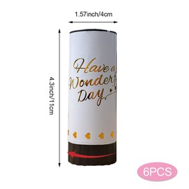 DEARLIVES 6 Pcs White Confetti Cannons, Biodegradable Confetti Wedding Party Poppers 11cm with Twisting Black Turntable to Left for Graduation Bridal Anniversary New Year Celebration Supplies