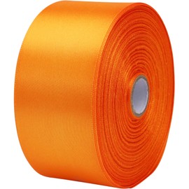 Baocuan 2 inch x 50 Yards Orange Single Face Satin Ribbon Solid Fabric Ribbon for Gift Wrapping Floral Bouquets Wedding Birthday Party Decoration Hair Floral Craft Sewing