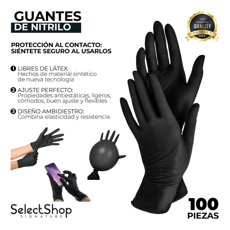 Guantes De Nitrilo Vinil Libre De Latex Sin Polvo Azul