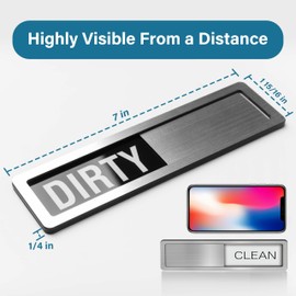 Dishwasher Magnet Clean Dirty Sign,Water Resistant Design Endurance Indicator Reminder Tells Dishes are Clean or Dirty - Silver