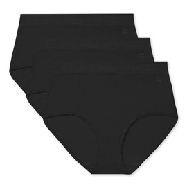 Tommy John Women's Second Skin High Rise Briefs, Comfortable Soft Stretchy Breathable Underwear for Women, High Waisted Ladies Briefs Full Coverage Panties, Black, Large (Pack of 3)