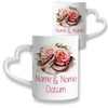GRAZDesign Tasse Set mit 2 Herzhenkeln Tassen zur Hochzeit, Valentinstag,