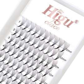 Higu Clace 10D 0.07 D Curl 12 Volume Eyelash Extensions With Pointed Base Middle Stem (10D 0.07 D 12)