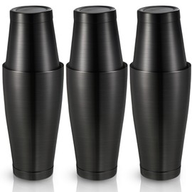 Sabary 6 Pcs Cocktail Shakers Professional Bar Shaker Boston Set Stainless Steel Martini Drink Mixer Basic Tool Weighted Shake Metal Can Cocktail Shaker Set, 18 Oz, 28 oz (Sanding Black)