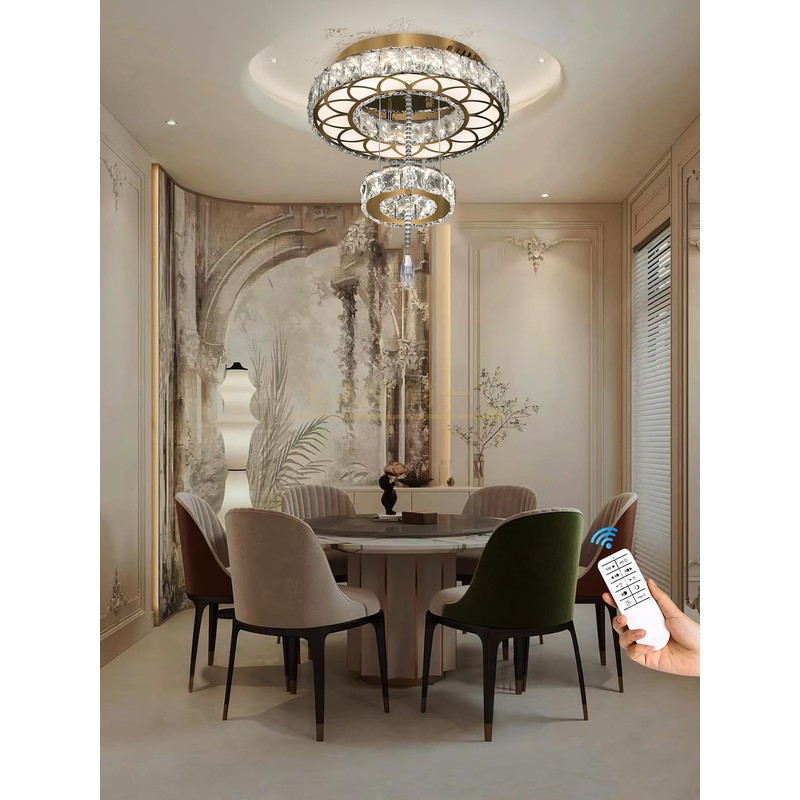 Flashing God Dia 12" Crystal Mini Chandelier Crystal Gold Ceiling