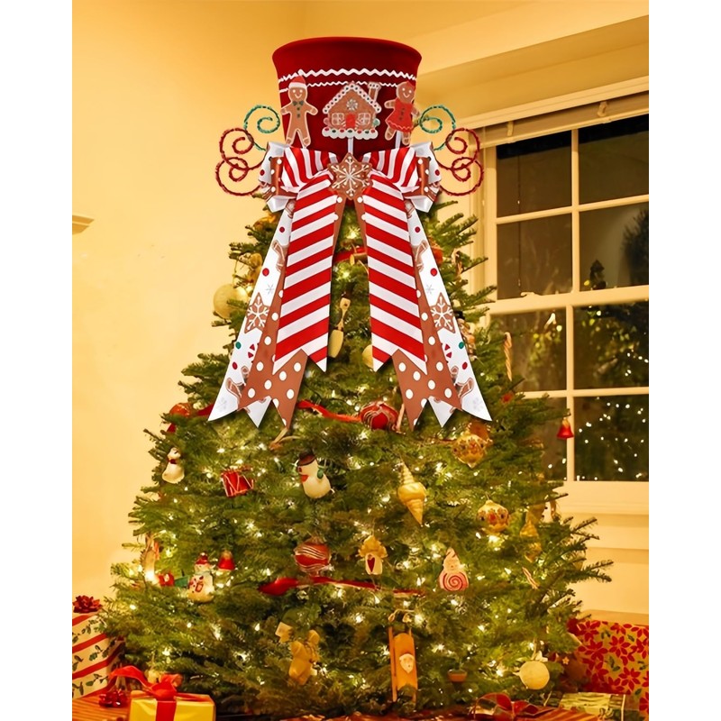 KAHEIGN Christmas Tree Topper, 25CM Large Red Xmas Tree Top