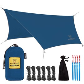Wise Owl Outfitters Hammock Rain Fly – Waterproof Camping Tarp Cover with Tent Stakes & Carry Bag, Ultralight Shelter for Backpacking & Outdoor Shade