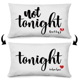 NEGIGA Tonight Not Tonight Reversible Throw Pillow Covers 12x20inch,Funny Quotes Couples Wedding Anniversaryl Shower Decorative Throw Pillow Cases for Sofa Couch Bed Decor, Couples Wife Husband Gifts