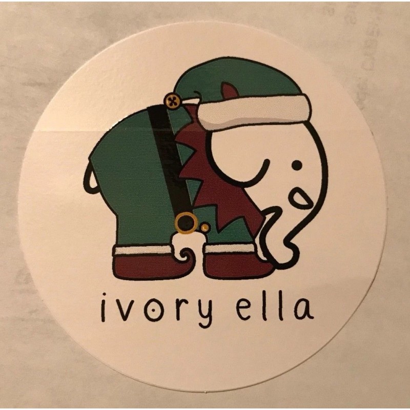 NEW Ivory Ella Round Christmas Elf Sticker Decal