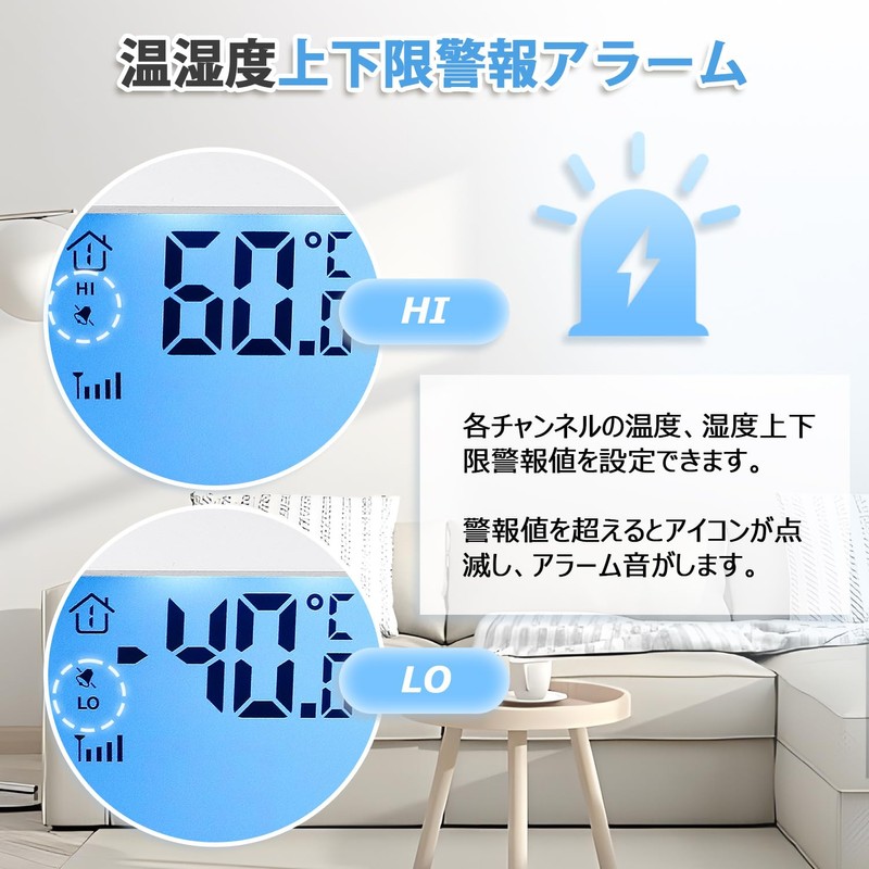 Moongiantgo Cordless Thermometer/Hygrometer, Indoor and Outdoor Temperature and Humidity Measurement,