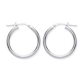 Old English Jewellers Solid 925 Sterling Silver 20mm Hoop Earrings - Ladies Traditional Earring. Classic design Silver 2mm wide tube hoops. Everyday earrings for women and girls