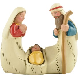 PlentifulHome Tiny Holy Family Figurines Nativity Set Tabletop Scenes Catholic Christmas Mini Nativity Scene for Children 2.56 Inch Resin