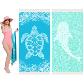 Vikumond Thin Turkish Beach Towel Lightweight Soft Cotton Extra Large XL Oversized Sand Free Sandproof Absorbent Quick Dry Towels Cloud Bath Pool Travel Compact Essentials Accessories for Adult Gifts