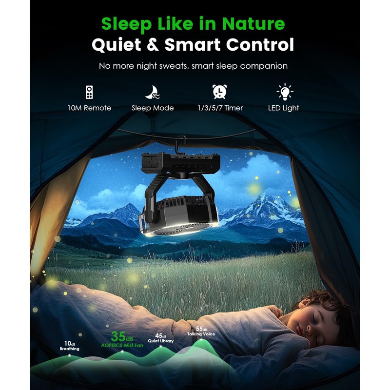 Camping Misting Fan - 30000mAh Portable Battery Powered Fans with
