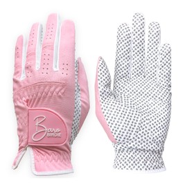 BAROBIRDIE Left Hand Handed Golf Gloves for Women Girl Ladies Two Pack Pink White Sports XS Small Medium Large XL Silicon Non-Slip Extra Grip All Weather All Season (Pink, Medium)