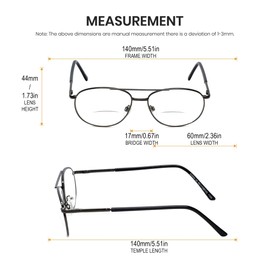 Calabria 1110CB Metal Pilot BI FOCAL Spring Hinge Reading Glasses in Gun +1.00