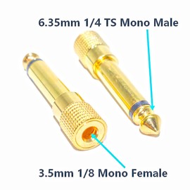 FENGHAISHUN 6.35mm 1/4 Mono Male Plug to 3.5mm 1/8 TS Female Adapter 2pcs