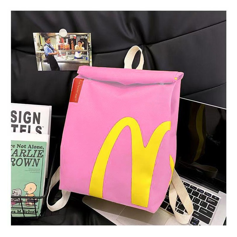 Fashion McDonald's Backpack with Unique Letter Print Starbucks Bag, Comfortable