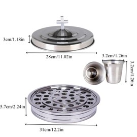 Communion Tray and Cover for Churches Communion Ware Holy Serving Tray with 40 Stainless Steel Cups