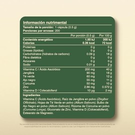 VITAL BOTANICS - Suplemento Alimenticio - Max Immun D-Fens - Vitamina C, Vitamina D3, Zinc, Equincea, Ajo, Jengibre y Crcuma - 200 Cpsulas de 500 mg  