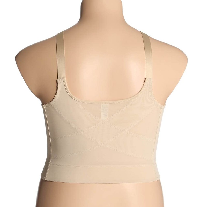 Elila Women's Plus Size Jacquard Front-Close Wireless Longline Posture Bra