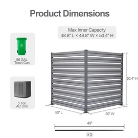 Aoodor Patio Privacy Screen 50''W x 50''H Air Conditioner Fence, 2 Panels Trash Can and Pool Equipment Enclosure, Decorative AC Unit Fence for Garden, Backyard, Pool, Patio