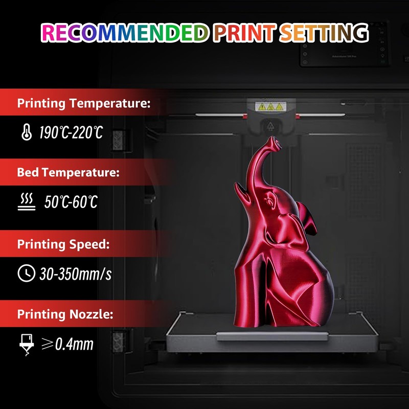 3Dgenius 3D Printer Filament Bundle Silk PLA Filament 1.75mm Pack