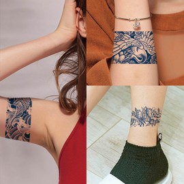 2 Sheets Temporary Bracelet Tattoo Bird Tattoo Butterfly Tattoo Semi-Permanent Tattoos Long-Lasting Tattoos GZBH25 26