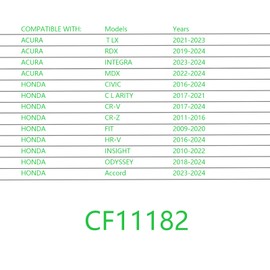 MAMIKO　CF11182 Cabin Air Filter With Honda Civic,Clarity,CR-V CRV,CR-Z CRZ,Fit,HR-V HRV,Insight,Odyssey and Acura RDX,TLX 2016 2017 2018 2019 2020 2021 2022 2023 2024 Activated Carbon Air Filters