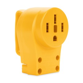 Camco Power Grip Camper/RV 50-Amp Female Replacement Receptacle - Features Power Grip Handle & Accepts #4 - #10 Gauge Wire (55353)