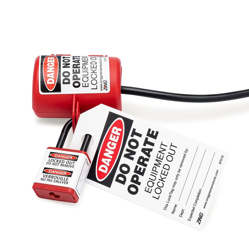 Zing Green Products 7105 USA Made Small Plug Lockout, Red,