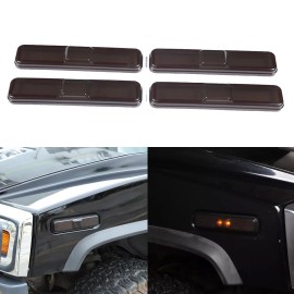 car-attention 4PCS Smoked Black Side Marker Guard Trim Cover Protector For 2003-2009 HUMMER H2