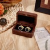 NICENEEDED Walnut Wooden Cufflink Box, Square Small Cuff Links Display