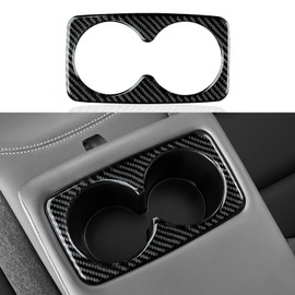 Car Carbon Fiber Rear Armrest Cup Holder Cover Trim Accessories for Ford Bronco Sport & Mustang Mach-E 2021-2024 / Escape 2020-2024 Interior Sticker