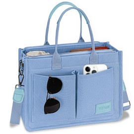 VOFANK Large Canvas Tote Bag for Women Zipper Work Tote Crossbody Tote Purse Handbag Shoulder Satchel Travel Gym Everyday Bag (Light Blue, XL)