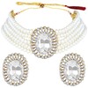 Aheli Kundan Pearl Choker Multi Layered Beaded Collar Aretes Set