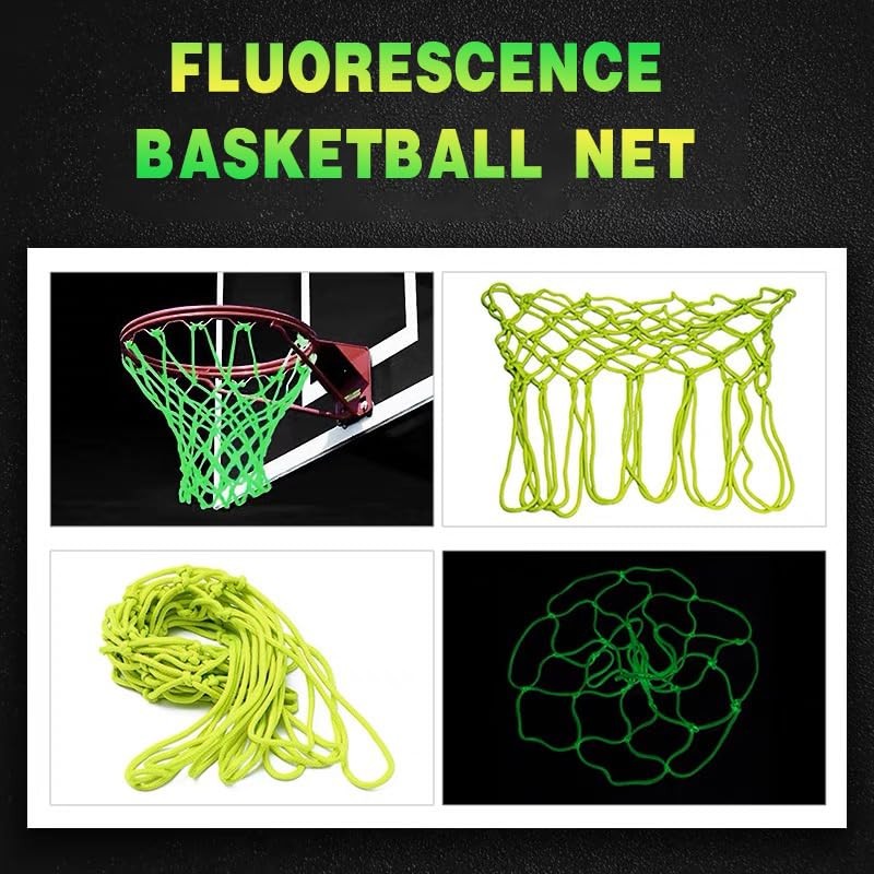 AIMALL Glow-in-The-Dark Basketball Net, High-Quality Fluorescent Light-Up Hoop Net, Durable