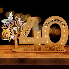 WAREHOUSE Original Birthday Gift Women & Men - Money Gifts Birthday with Wooden Sign Guest Book Birthday Decoration Birthday Numbers Wooden Sign Guests (40)