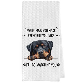 Geqtt Funny Rottweiler Dish Towels - Rottweiler Decorative Waffle Weave Kitchen Towels, Hand Towel, Tea Towel (16×24 Inches)